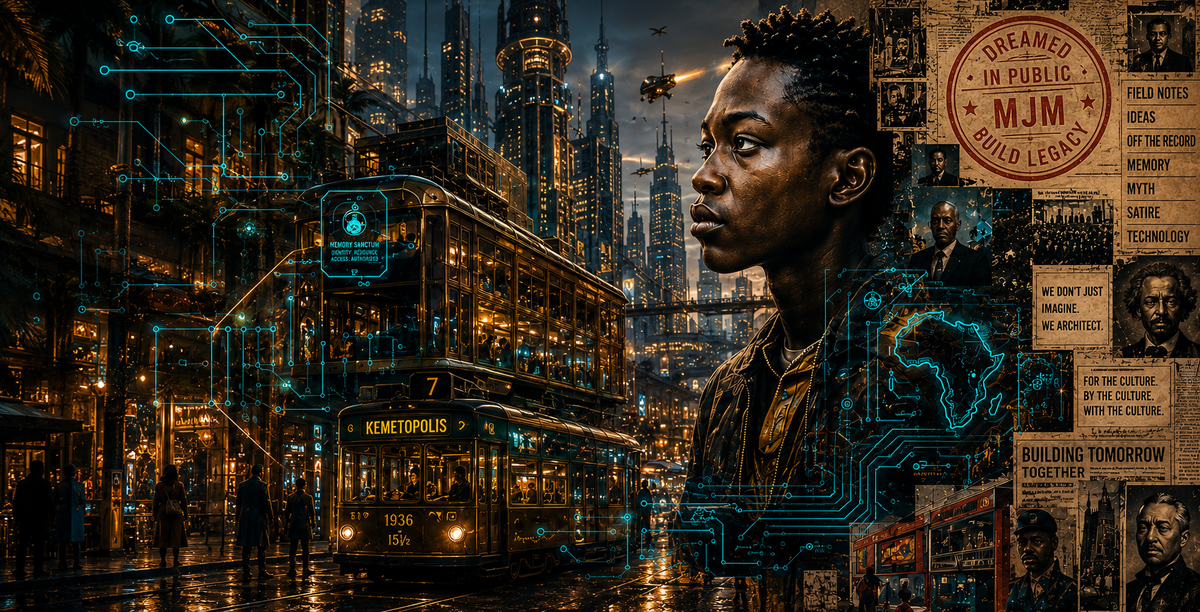 Black futurist city archive collage